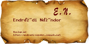 Endrédi Nándor névjegykártya